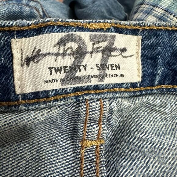 We The Free For Free People Steinbeck Patchwork Straight Leg Denim Jeans Size 27 - Picture 10 of 16